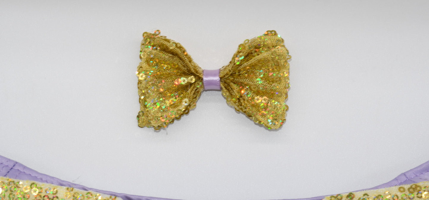 pet hairbow in gold sequin
