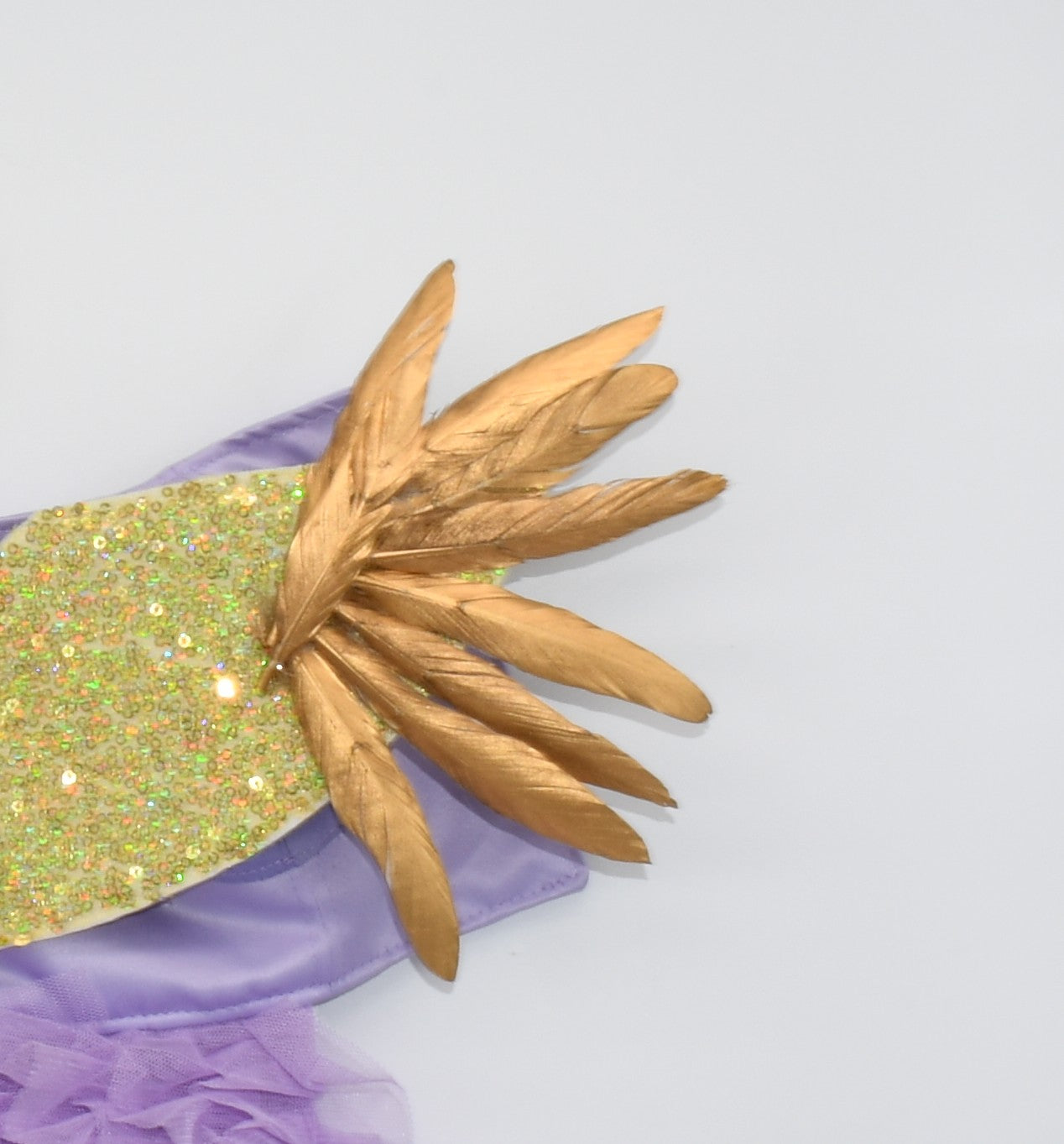 pet costume couture wings embroidered with gold feathers.