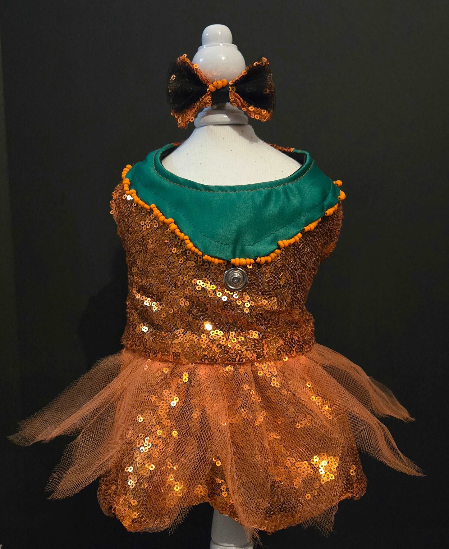 orange sequin pumpkin dog costume