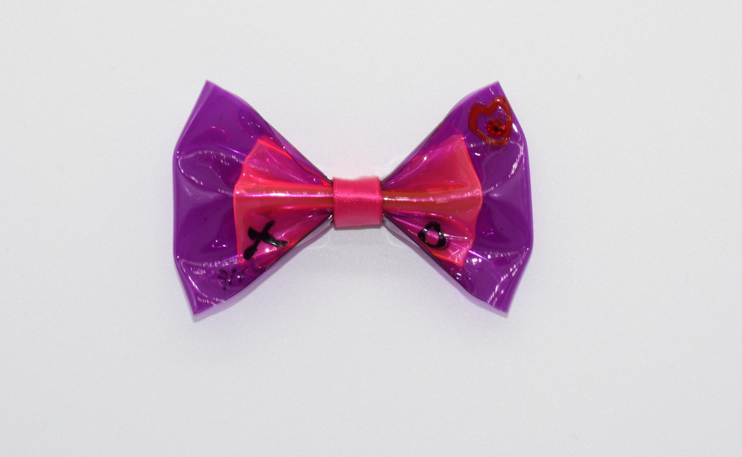pink and purple vinyl pet hair bow