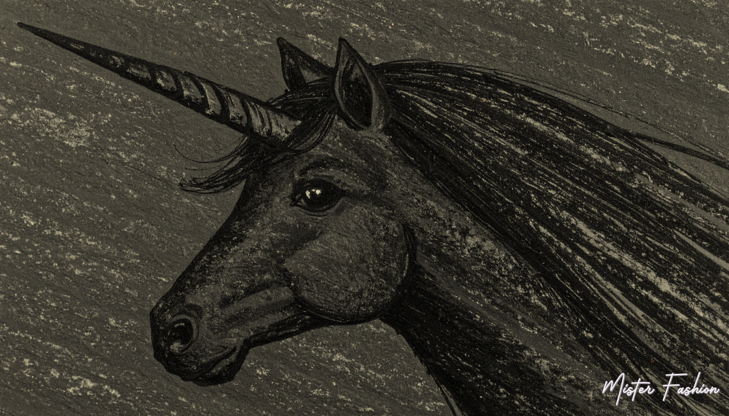a unicorn made of charcoal
