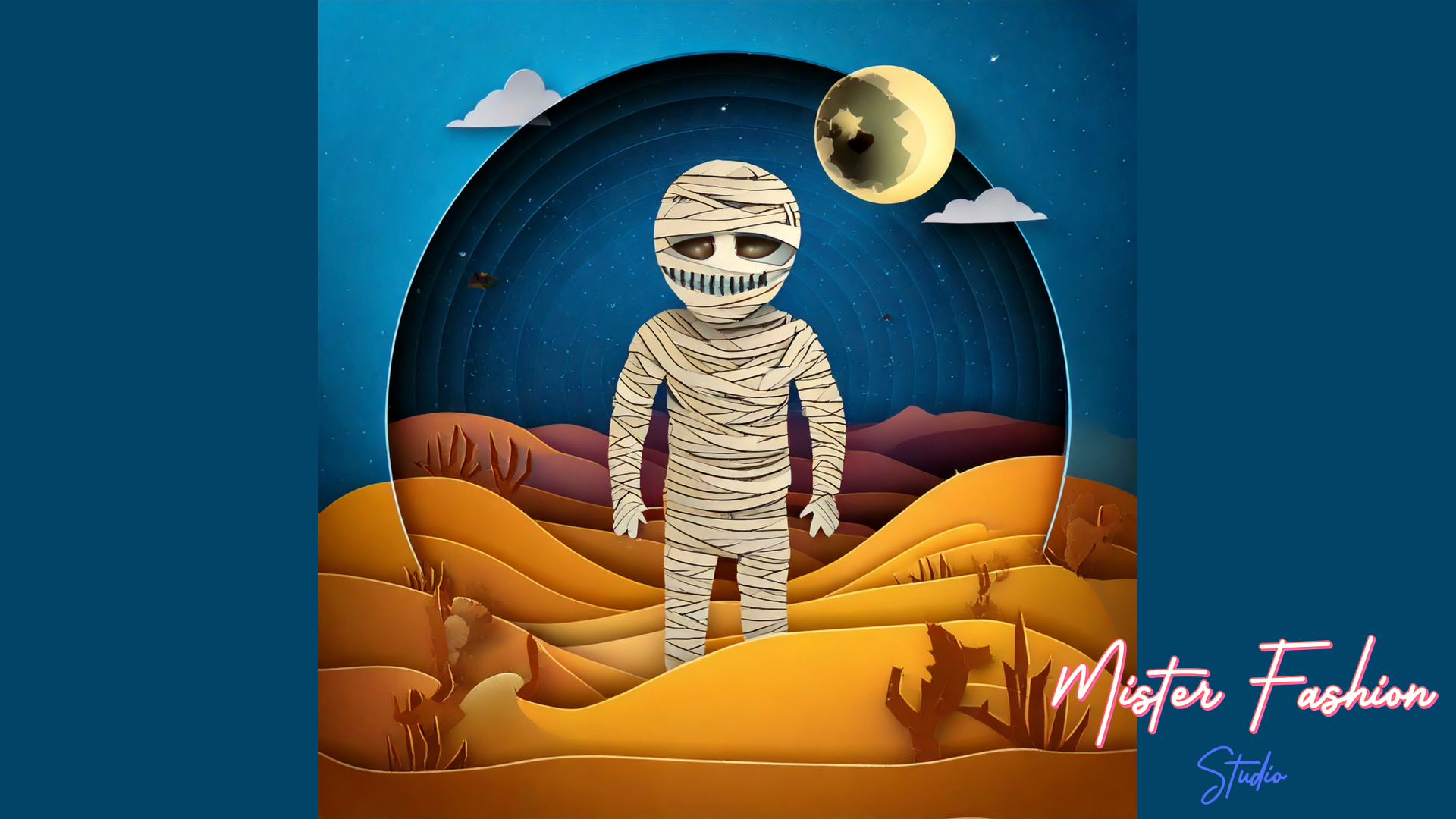 another paper mummy in a desert