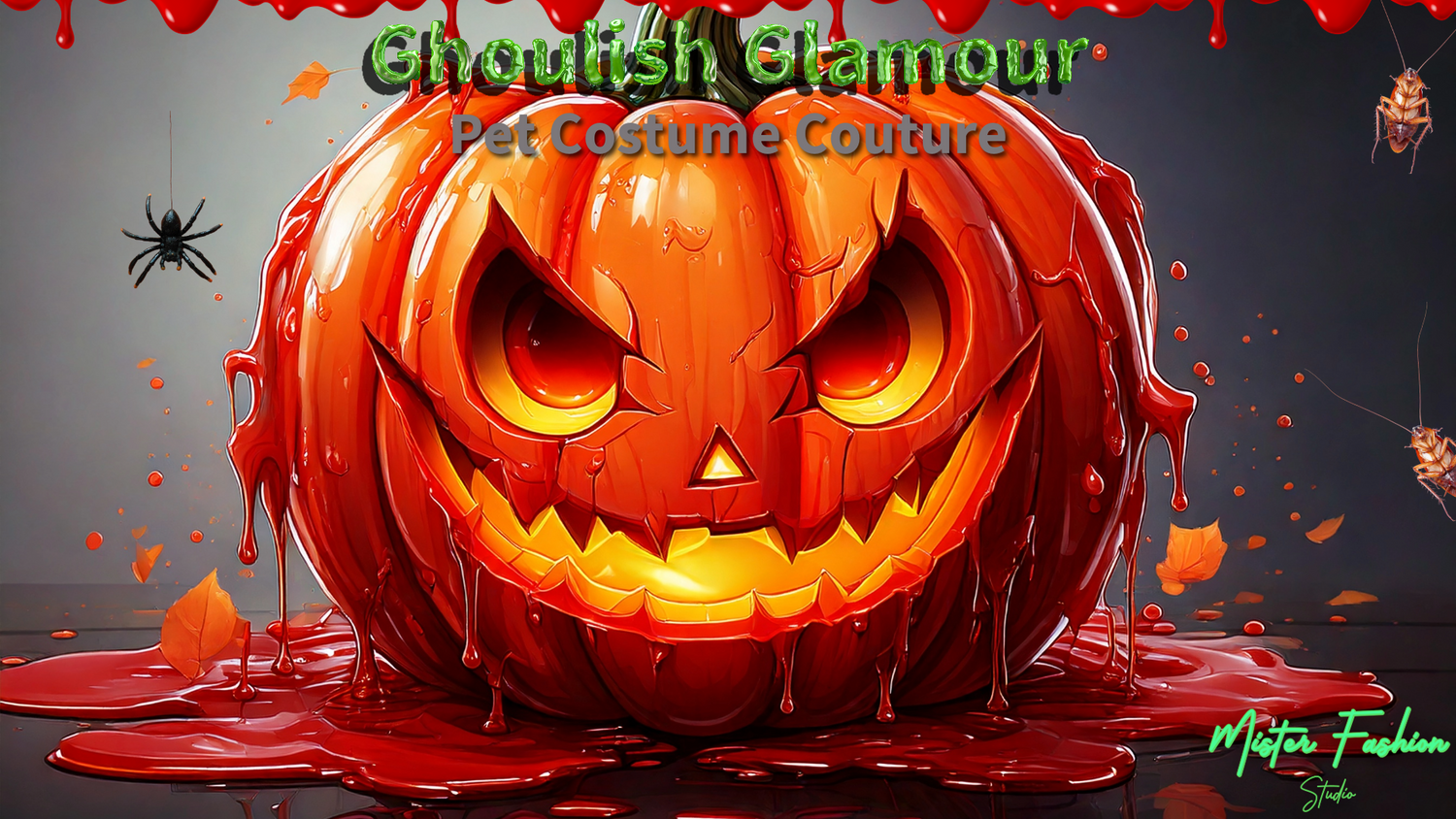 a pumpkin with spiders