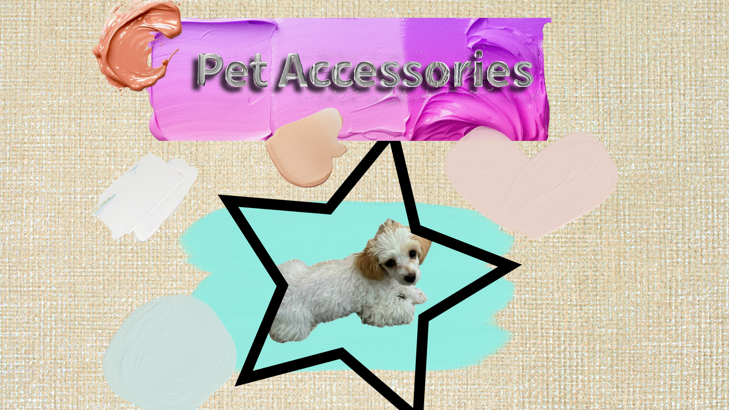 a canvas with paint strokes and a baby poodle