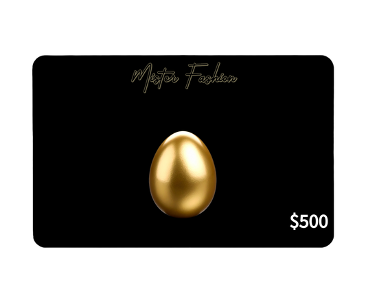 a digital 500 gift card in black with a Golden Egg. 