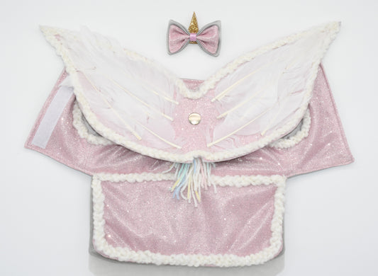 the pet costume with the wings attached