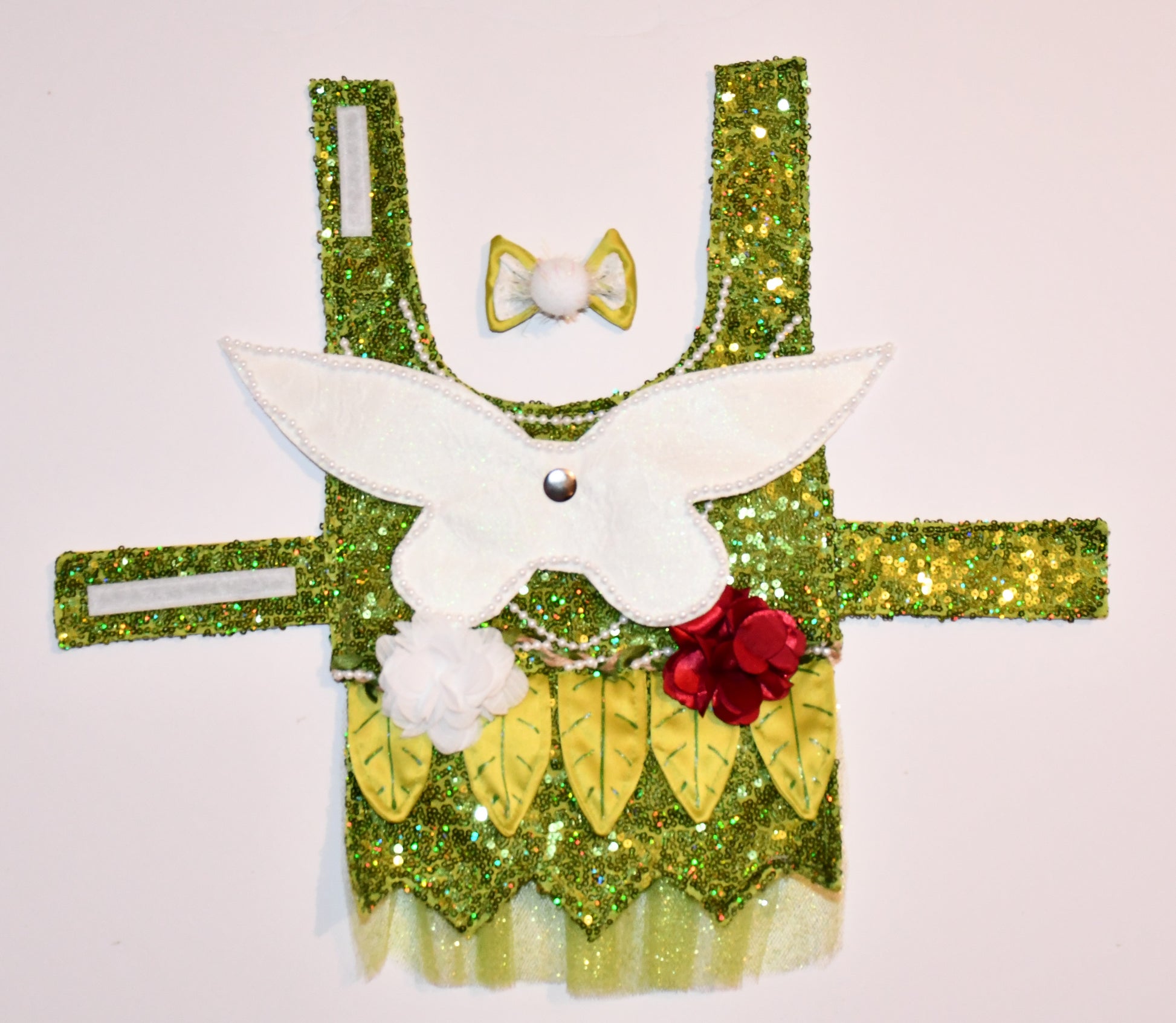green sequin floral pearl dog costume