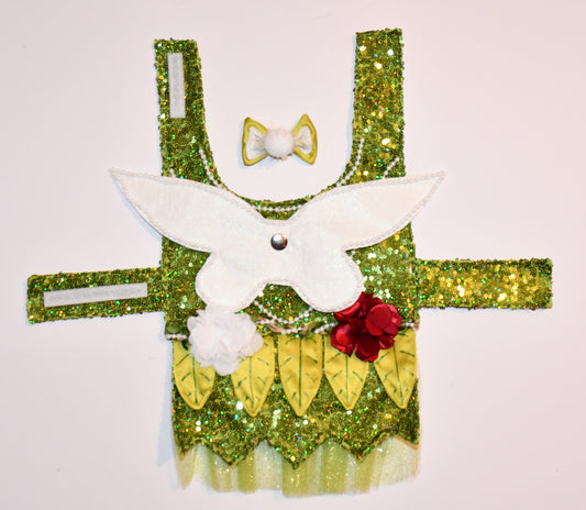 green sequin floral pearl dog costume