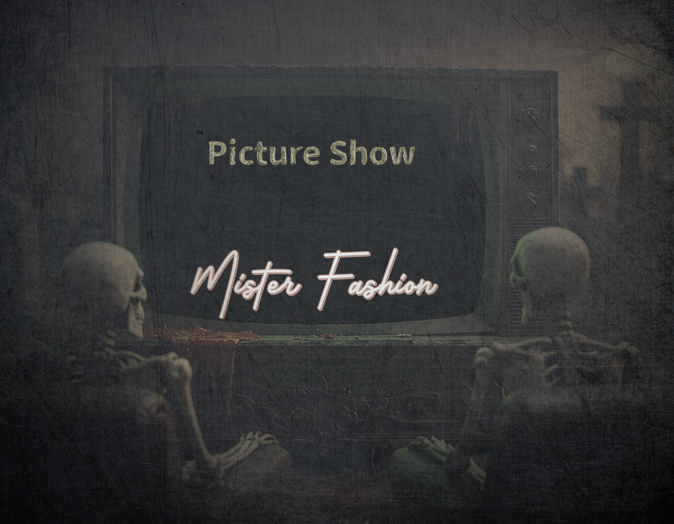 2 skeletons watching Mister Fashion Picture Show