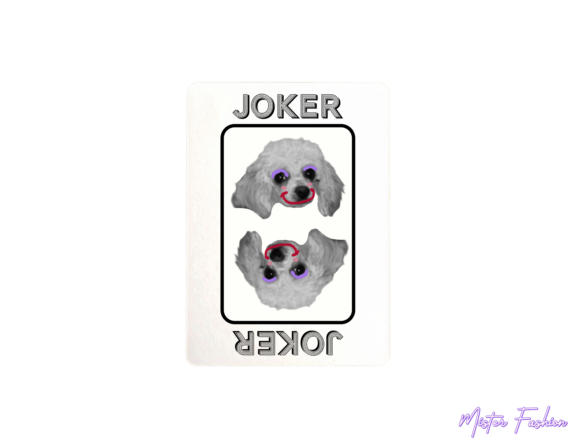 joker card with a poodle. created by mister fashion studio