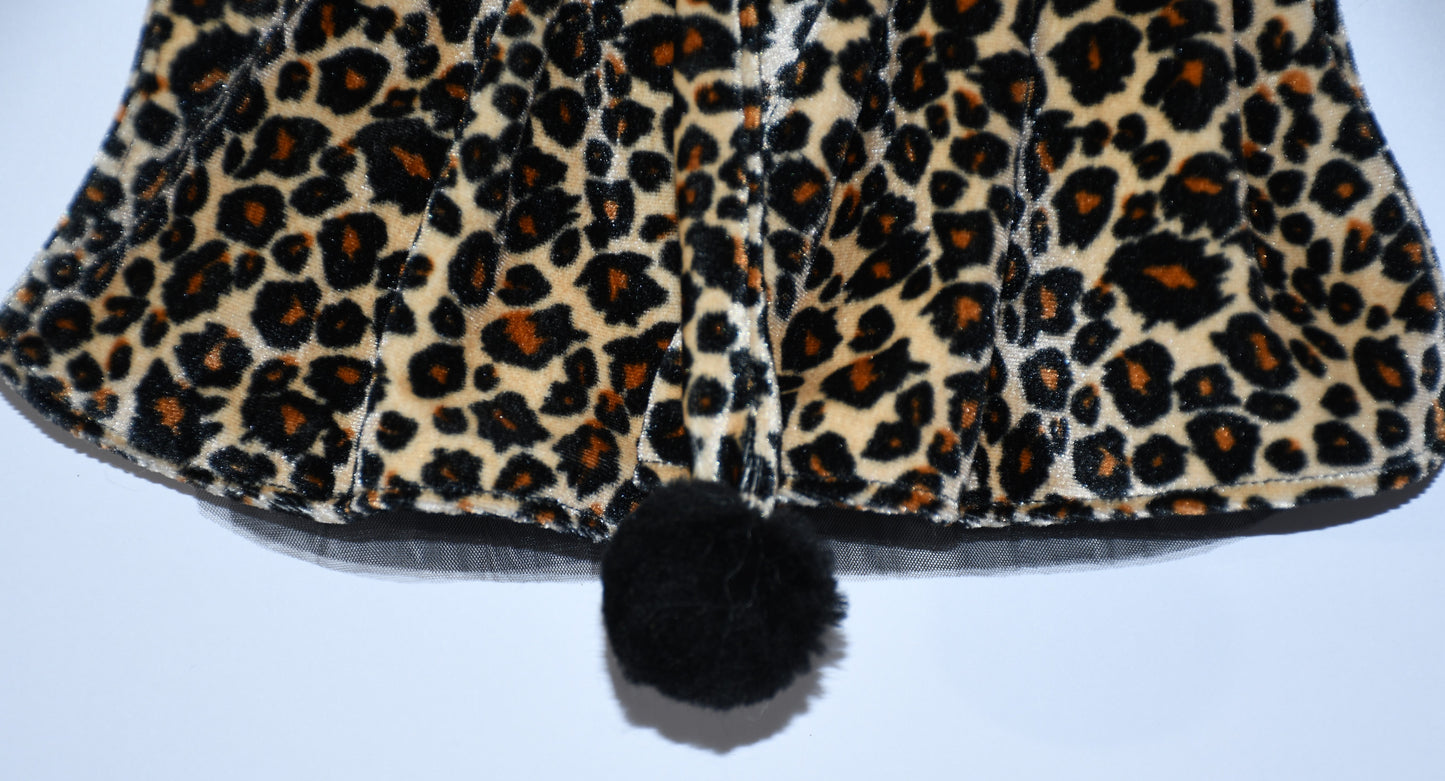 velvet cheetah dog skirt with pom pom 