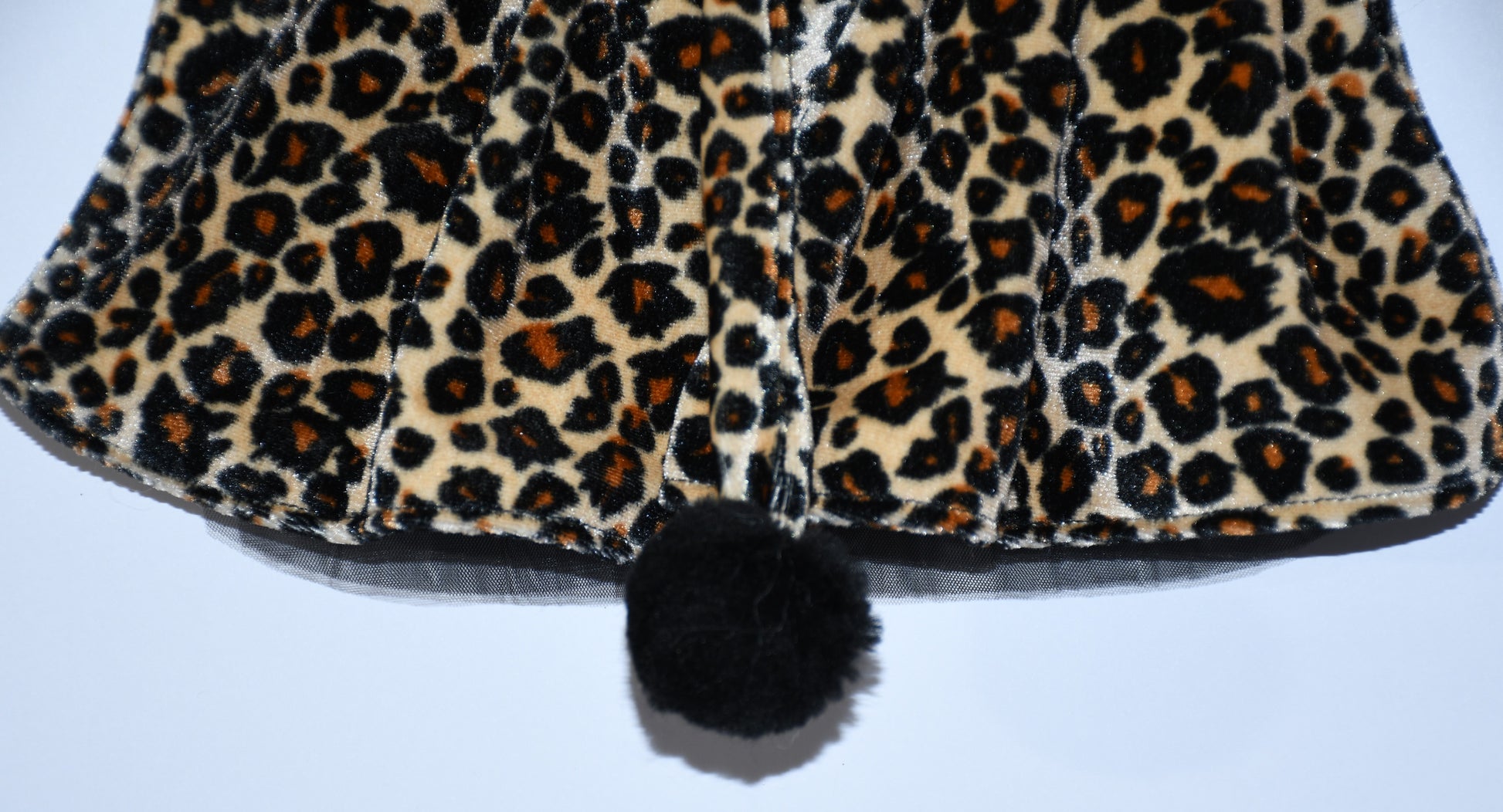velvet cheetah dog skirt with pom pom 