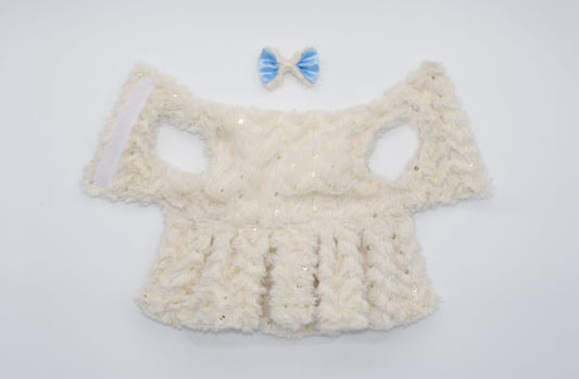 A view of the entire pet dress and hair bow