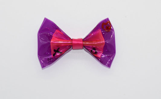 pink and purple vinyl pet hair bow