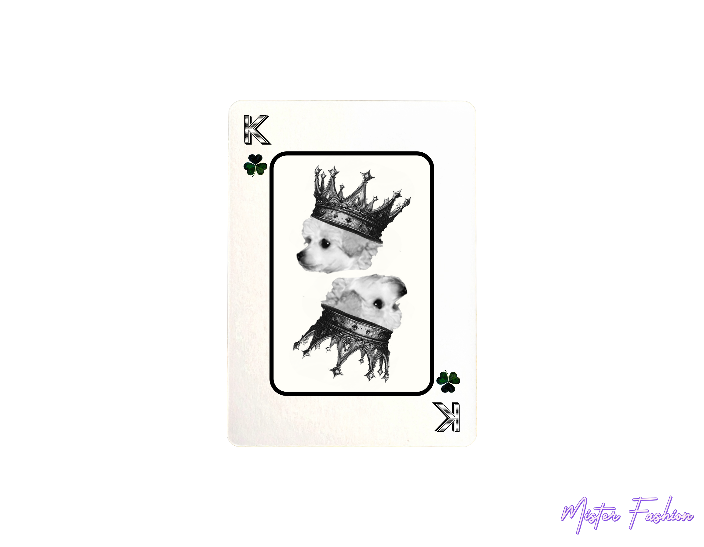 king of clovers card created by mister fashion with a poodle and a crown