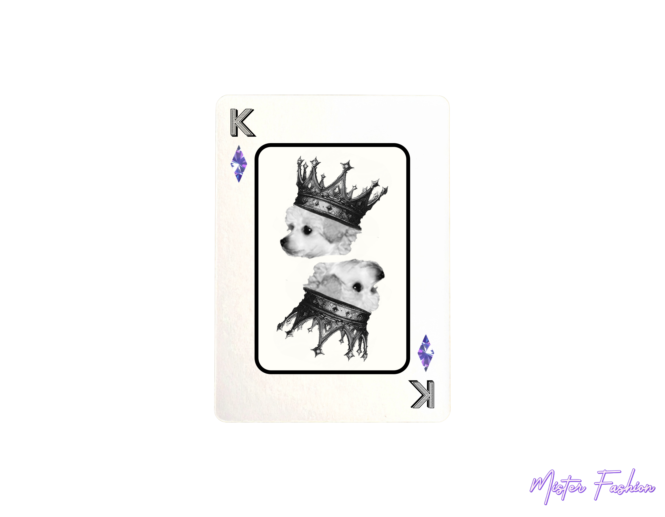 king of diamonds card created by mister fashion with a poodle and a crown