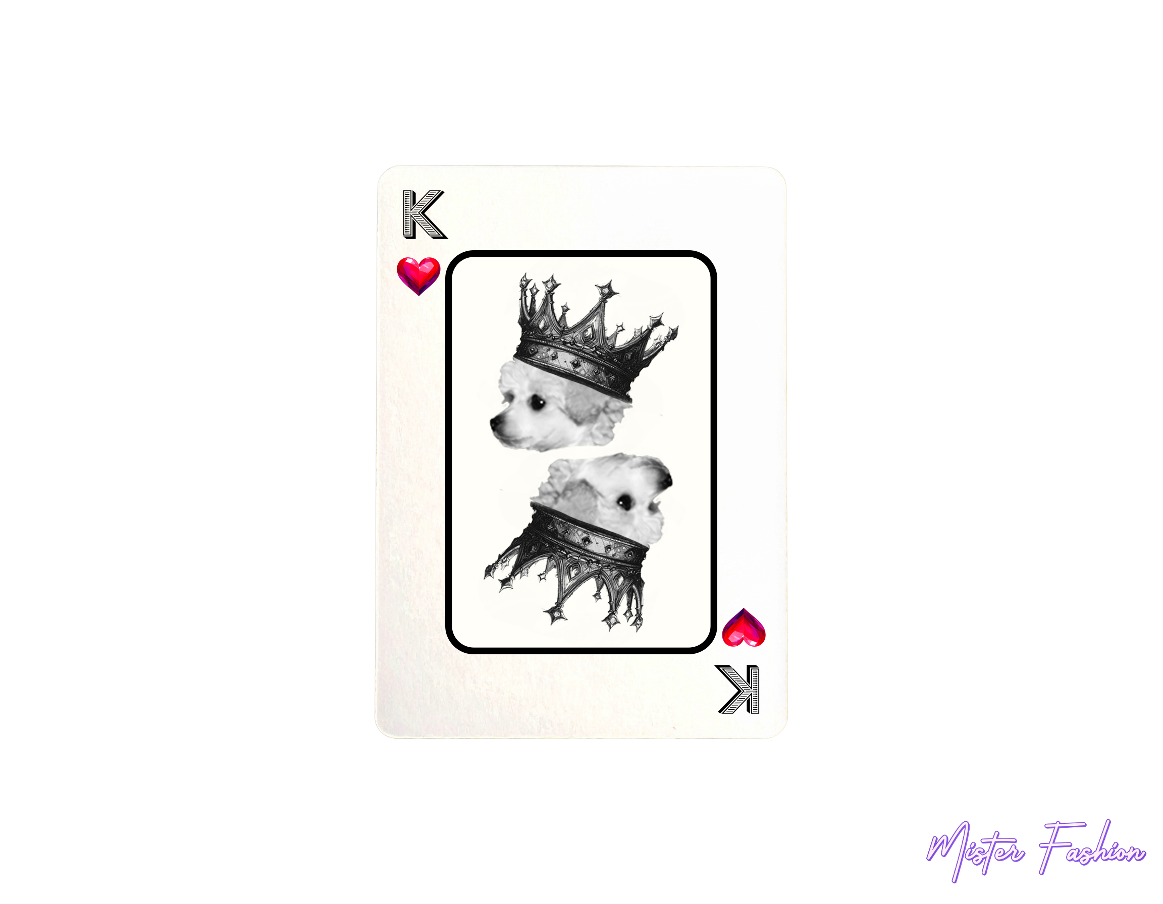 king of hearts card created by mister fashion with a poodle and a crown
