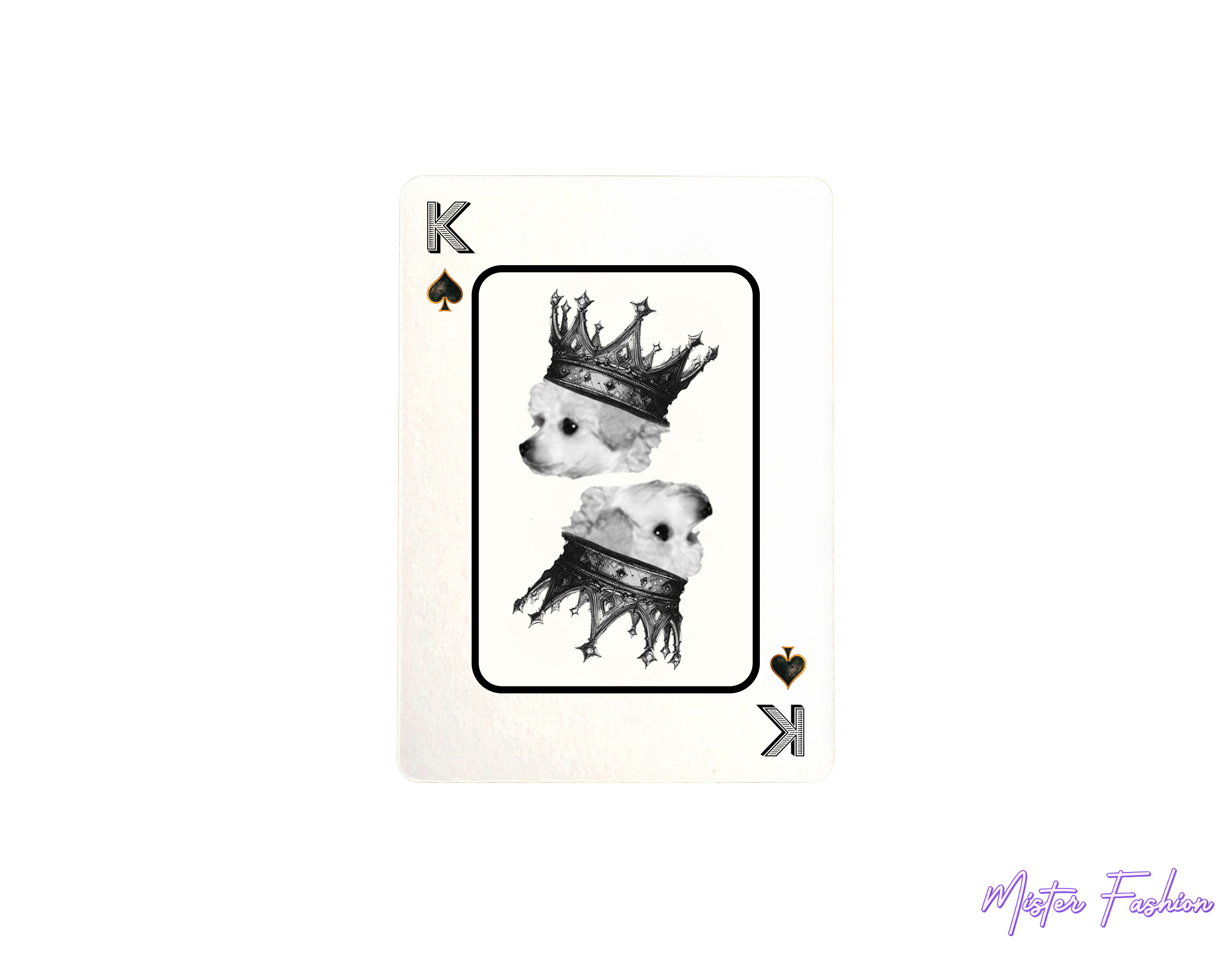 king of spades card created by mister fashion with a poodle and a crown