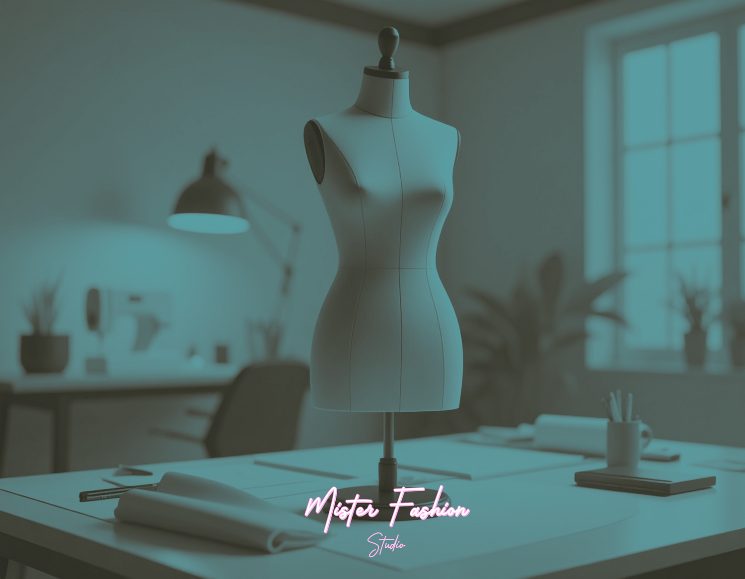 a mini pet dress form with mister fashion studio logo