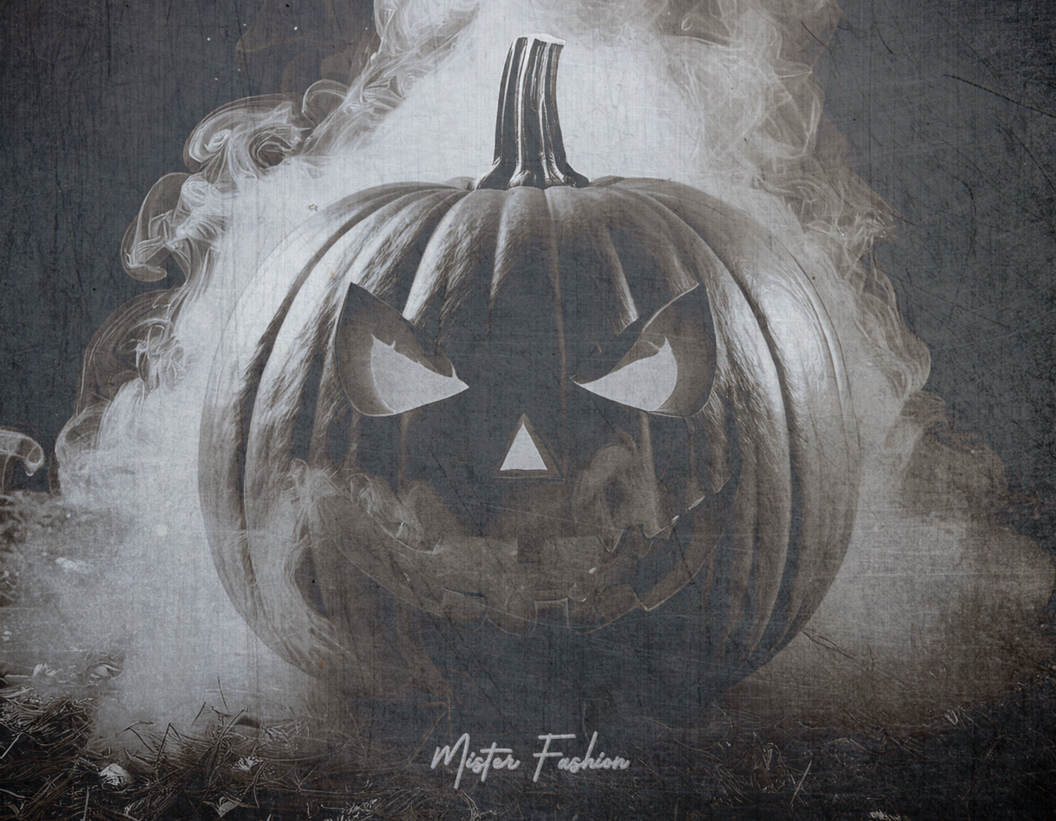 jack-o-lantern with smoke