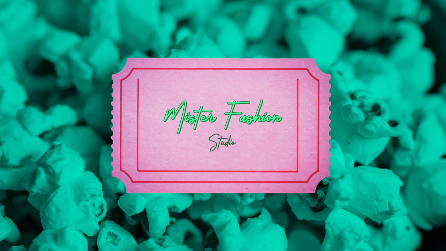 a pink ticket with mister fashion studio logo. 