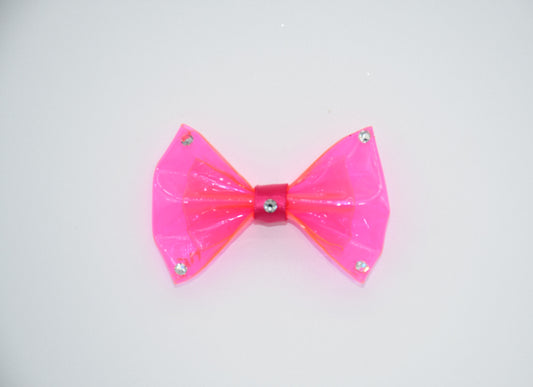 pet hair bow in pink with crystals